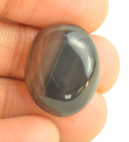 Onyx Gemstone Natural Certified Black Oval Shape Hakik Stone 18.5 Carat