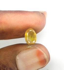 yellow sapphire in hindi called pukhraj Stone  1.5 Carat oval Shape