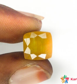 yellow sapphire  pukhraj Certified Loose Gemstone  7.25 Carat cushion Shape