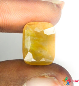 yellow sapphire stone  certified 9.45 Carat cushion Shape