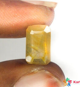 igi certified yellow sapphire  pukhraj Certified Loose Gemstone  3.2 Carat emerald Shape