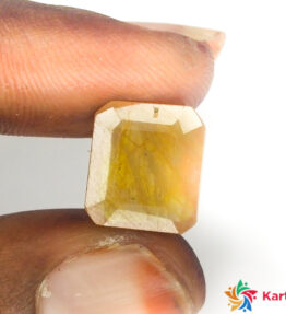 yellow sapphire  pukhraj Certified Loose Gemstone  9.85 Carat emerald Shape