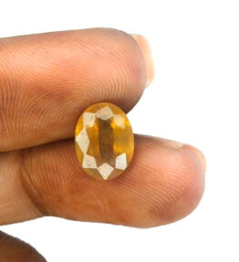 gemstoneuniverse yellow sapphire  pukhraj Certified Loose Gemstone  2.9 Carat oval Shape