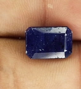 Kalyan Gems Natural Certified blue Sapphire neelam stone 7.1 Carat rectangular Shape royal blue sapphire