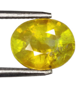 GRA Certified Yellow Sapphire Original Oval Cut Natural Pukhraj 7.65 Carat ( 8.415 Ratti )