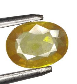 GRA Certified Yellow Sapphire Original Oval Cut Natural Pukhraj 2.10 Carat ( 2.31 Ratti )