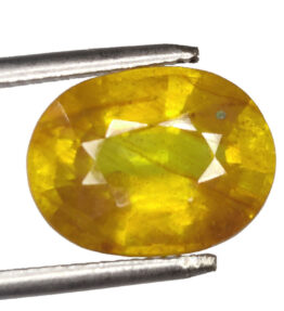 GRA Certified Yellow Sapphire Original Oval Cut Natural Pukhraj 10.60 Carat ( 11.66 Ratti )