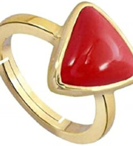 Vaibhav Gems Panchdhatu Natural Red  Ring Triangle for Unisex 3.25 Ct to 12.25 Ct Certified Moonga  Ring Adjustable